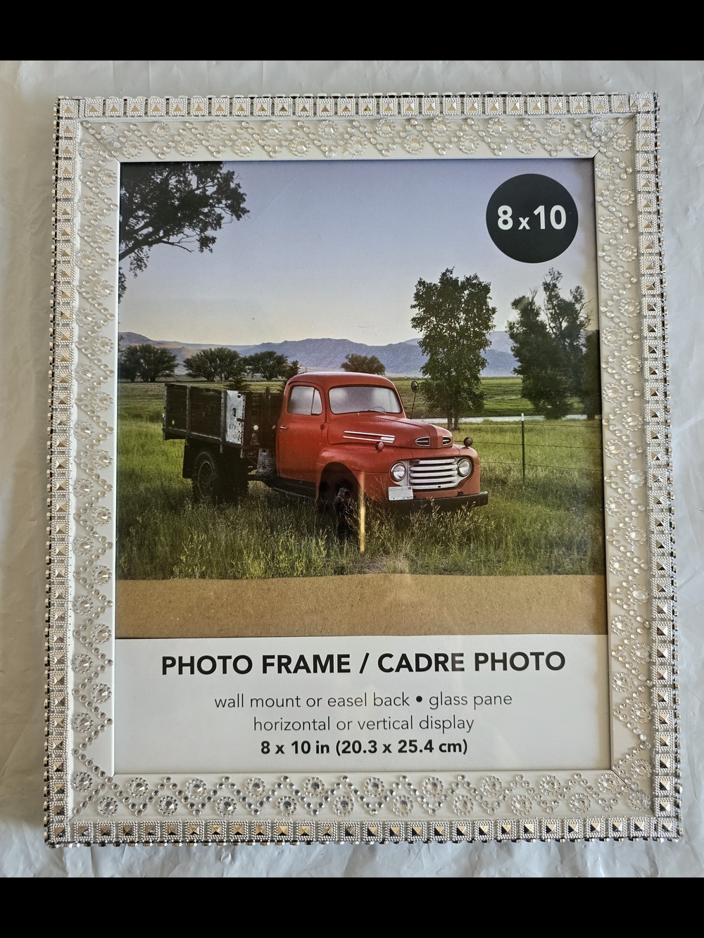Photo Frame - White Silver Decorative 8x10 Picture Frame New Handmade